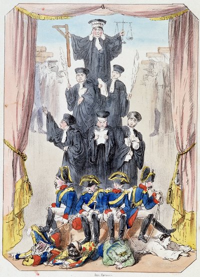 Les litideurs malgre eux - Litografía, extraída del Theatre des marionnettes du jardin des Tuileries, texto y dibujo de Louis Edmond Duranty (1833-1880), París de Louis Edmond Duranty