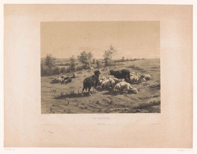 ovejas en un prado Les moutons (título sobre objeto) de Louis Emmanuel Soulange Teissier