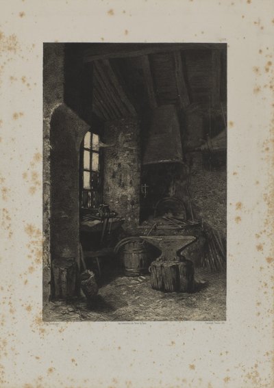 Interior de una herrería de Louis Emmanuel Soulange Tessier