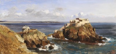 Vista de la fortaleza de Bertheaume de Eugene Isabey