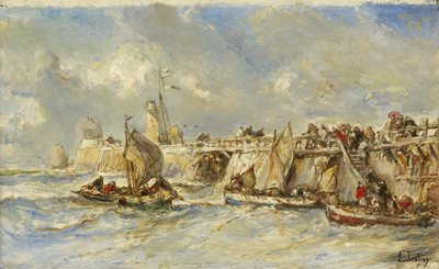 Embarcadero en el muelle de Eugene Isabey