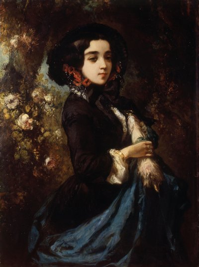 Retrato de una dama, c.1860-65 (óleo sobre lienzo) de Louis Eugene Gabriel Isabey