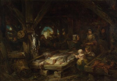 El mercado de pescado, Dieppe de Eugene Isabey