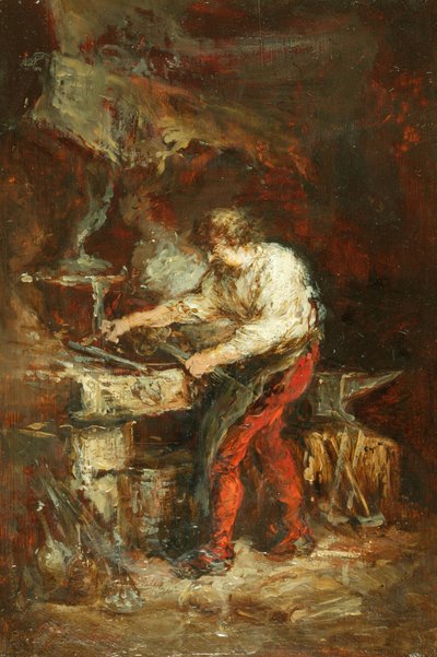 La herrería (óleo sobre tabla) de Louis Eugene Gabriel Isabey