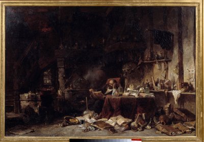 El taller del alquimista de Louis Eugene Gabriel Isabey