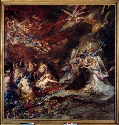 La tentación de San Antonio El ermitaño San Antonio el Grande (251-356) (o San Antonio el Ermitaño o San Antonio el Abad) es sometido a las tentaciones del Diablo en el desierto. de Louis Eugene Gabriel Isabey