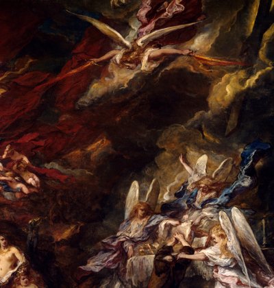 La tentación de San Antonio El ermitaño San Antonio el Grande (251-356) es sometido a las tentaciones del Diablo en el desierto (detalle) de Louis Eugene Gabriel Isabey