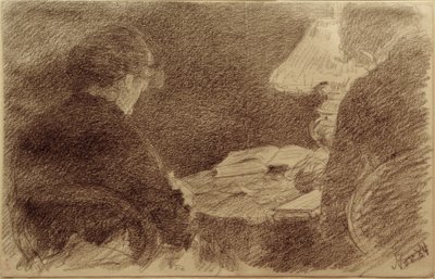 Mary y Emma Eysen bajo una lámpara de mesa de Louis Eysen