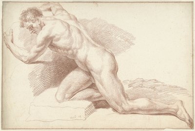 Hombre desnudo, arrodillado, mirando a la izquierda de Louis Fabritius Dubourg