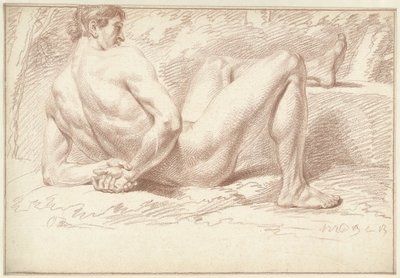 Hombre desnudo, tumbado, con los brazos en la espalda de Louis Fabritius Dubourg