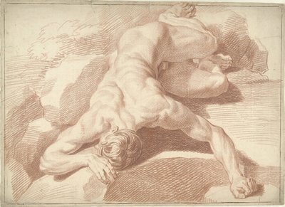 Hombre desnudo, tumbado boca abajo, mostrado de forma abreviada de Louis Fabritius Dubourg