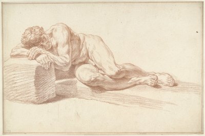 Hombre desnudo, tumbado de lado, mirando a la izquierda de Louis Fabritius Dubourg