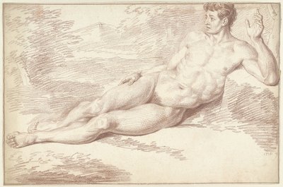 Hombre desnudo, tumbado de lado, mirando a la derecha de Louis Fabritius Dubourg