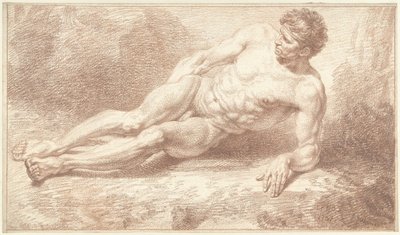 Hombre desnudo, tumbado de lado, apoyando el brazo izquierdo de Louis Fabritius Dubourg