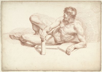 Hombre desnudo, acostado, apoyando el brazo izquierdo de Louis Fabritius Dubourg