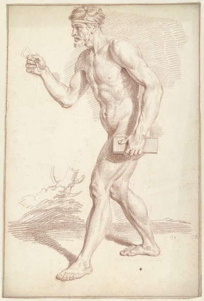 Hombre desnudo, caminando, mirando a la izquierda de Louis Fabritius Dubourg
