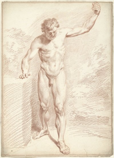 Hombre desnudo, de pie, con el brazo izquierdo levantado de Louis Fabritius Dubourg