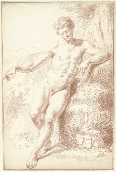 Hombre desnudo, de pie, apoyado en el brazo izquierdo de Louis Fabritius Dubourg