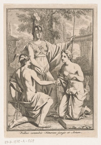 Minerva reúne a Mercurio y la personificación de la naturaleza de Louis Fabritius Dubourg