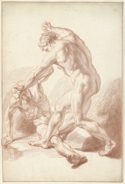 Dos hombres desnudos en la batalla de Louis Fabritius Dubourg