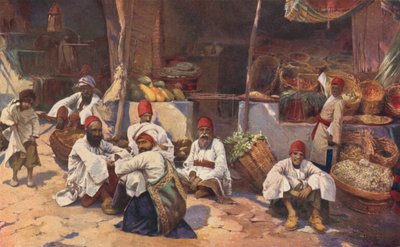 Una tienda persa (litografía en color) de Louis Fairfax Muckley