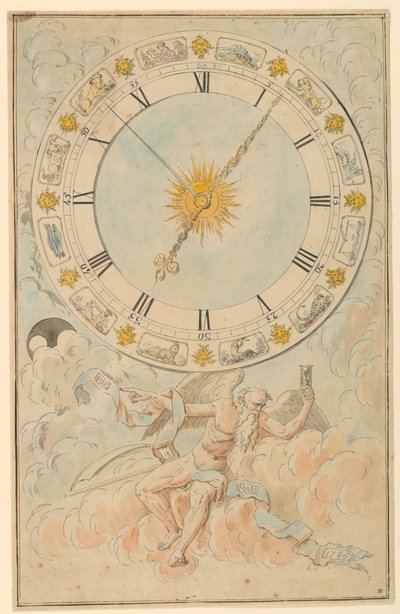 Esfera del reloj con los signos del zodiaco de Louis Felix de la Rue