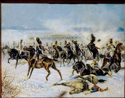 La batalla de Preussisch Eylau el 8 de febrero de 1807. Enfrentamiento militar entre el Gran Ejército Francés de Napoleón I (1769-1821) y el Imperio Ruso. Obra de Louis Ferdinand Malespina (1874-1940), óleo sobre lienzo de Louis Ferdinand Malespina