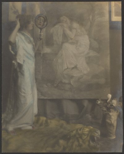 [Florencia con espejo de mano y pintura] de Louis Fleckenstein