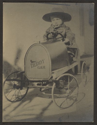 [Niño sentado en un coche de peluche] de Louis Fleckenstein