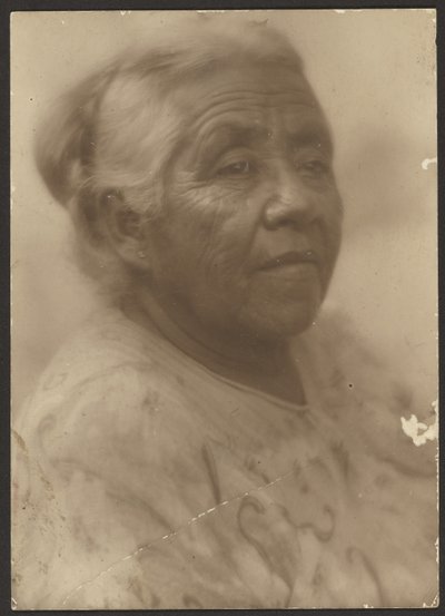 [Retrato de mujer con blusa estampada] de Louis Fleckenstein