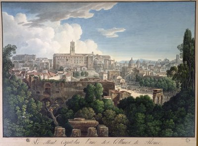 Vista de la colina Capitolina desde los jardines Farnese de Louis Francois Cassas