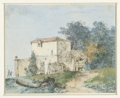 Casa de campo en un paisaje de Louis Gabriel Moreau