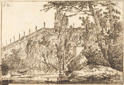 Parque con Terraza y una Balaustrada con Estatuas de Louis Gabriel Moreau the Elder