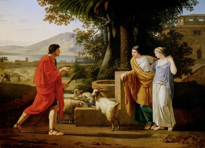 Jacob venant trouver les filles de Laban - Jacob encuentra a las hijas de Labán ... de Louis Gauffier