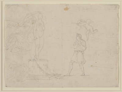 Estudio para Pigmalión y Galatea, c.1797 (tiza sobre papel) de Louis Gauffier
