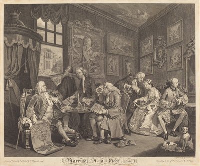 Matrimonio a la moda: pl.1 de Louis Gerard Scotin after William Hogarth