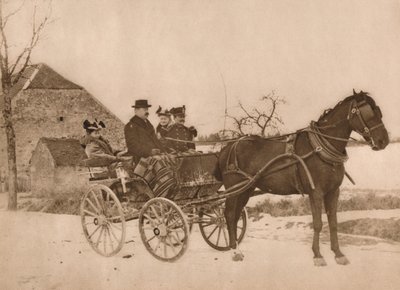 Hombres y mujeres en un carruaje tirado por caballos, 1937 de Louis Guichard