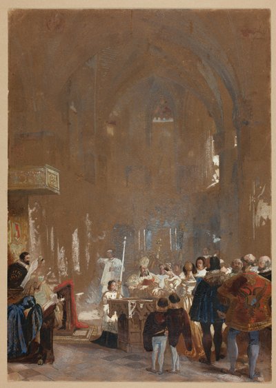 Ceremonia en una catedral de Louis Haghe