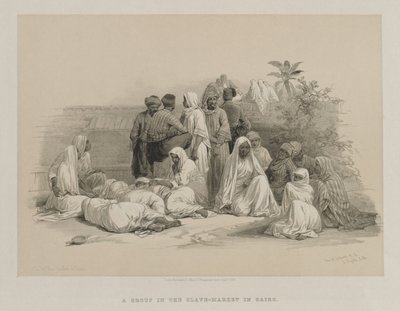 Egipto y Nubia, Volumen III: En el Mercado de Esclavos en El Cairo, 1849 de Louis Haghe