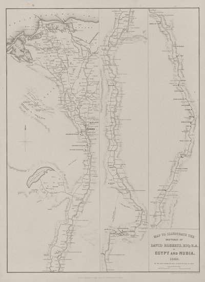 Egipto y Nubia, Volumen III: Mapa para ilustrar los bocetos de David Roberts, Esq...1849, 1849 de Louis Haghe
