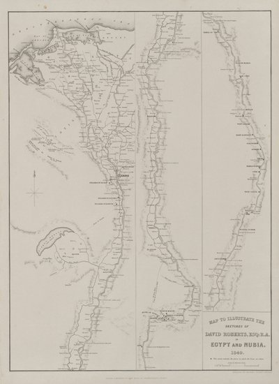 Egipto y Nubia, Volumen III: Mapa para ilustrar los bocetos de David Roberts, Esq: R.A. en Egipto y Nubia 1849 de Louis Haghe