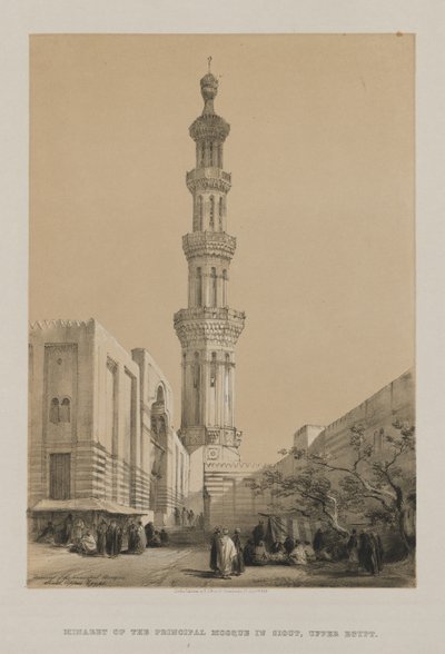 Egipto y Nubia, Volumen III: Minarete de la Mezquita Principal Siout, Alto Egipto, 1849 de Louis Haghe