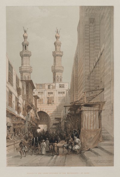 Egipto y Nubia, Volumen III: Minaretes y Gran Entrada de Metwaleys, en El Cairo de Louis Haghe