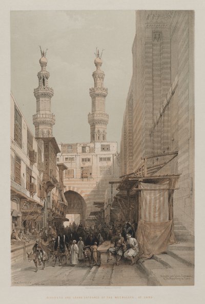 Egipto y Nubia, Volumen III: Minaretes y Gran Entrada de los Metwaleys, en El Cairo, 1848 de Louis Haghe