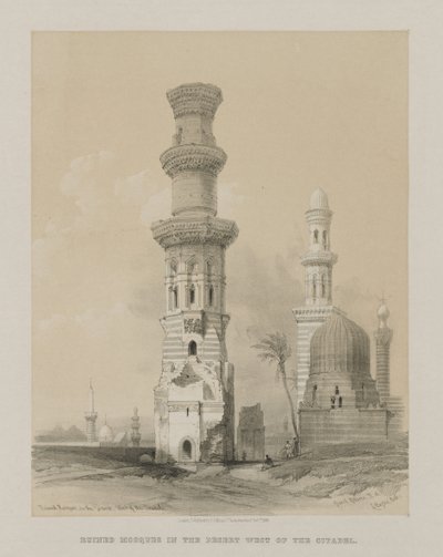Egipto y Nubia, Volumen III: Mezquitas en ruinas en el desierto, al oeste de la ciudadela de Louis Haghe