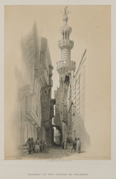 Egipto y Nubia, Volumen III: El Minarete de la Mezquita El Rhamree, 1848 de Louis Haghe