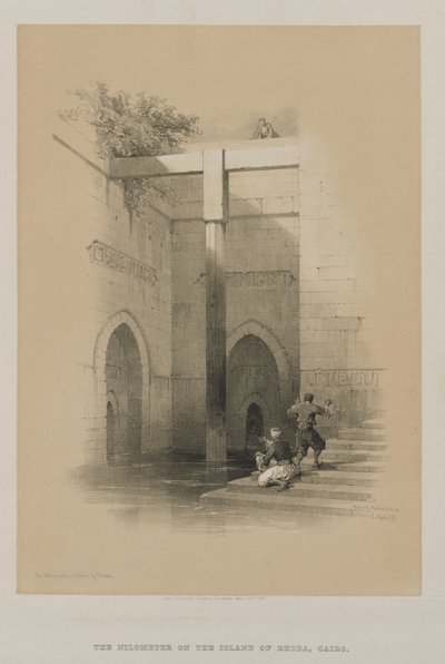 Egipto y Nubia, Volumen III: El Nilómetro. Isla de Rhoda, 1849 de Louis Haghe