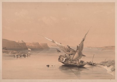 Egipto y Nubia: Volumen II - No. 6, Aproximación a la fortaleza de Ibrim, Nubia de Louis Haghe