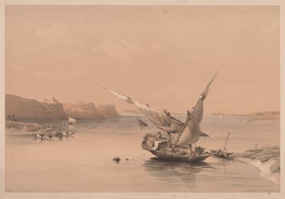 Egipto y Nubia: Volumen II - No. 6, Aproximación a la Fortaleza de Ibrim, Nubia, 1838 de Louis Haghe