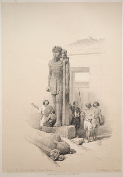 Egipto y Nubia: Volumen II - No. 7, Colosos en Wady Saboua de Louis Haghe